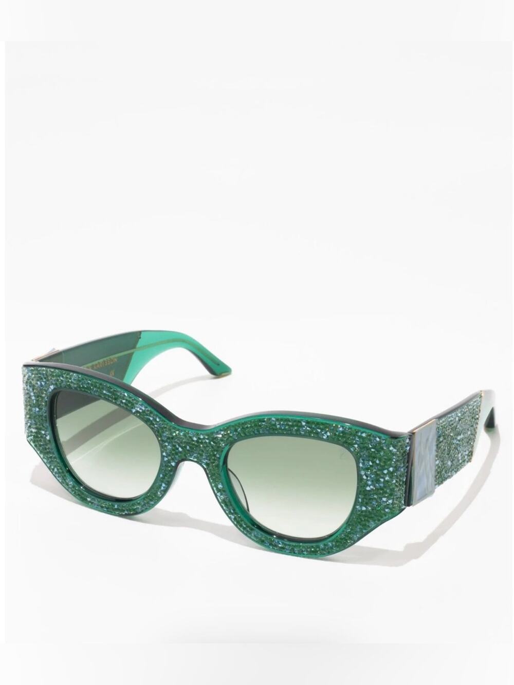 NEW!!! Anna Karin Karlsson Green Lucky Goes To Vegas Emerald Crystal Sunglasses